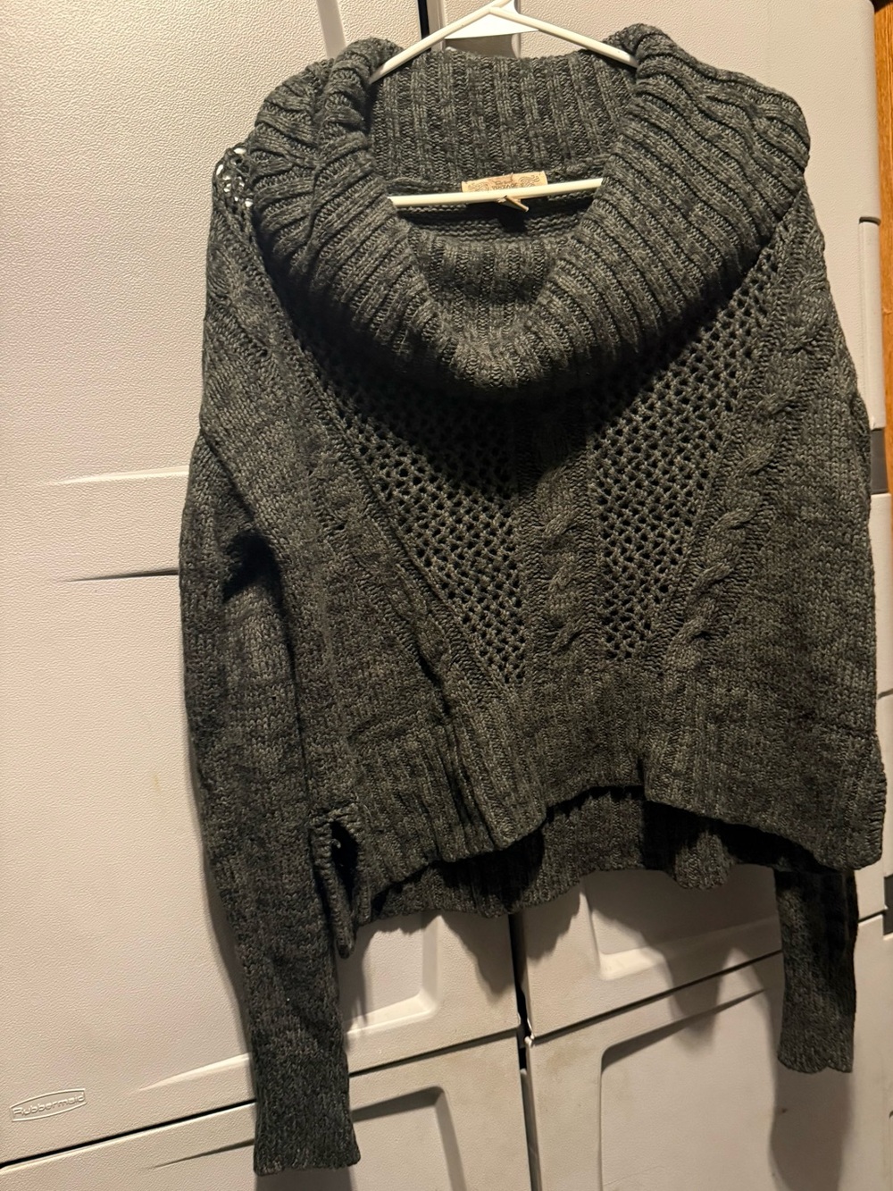Nine West Charcoal Cable Knit Cowl Sweater